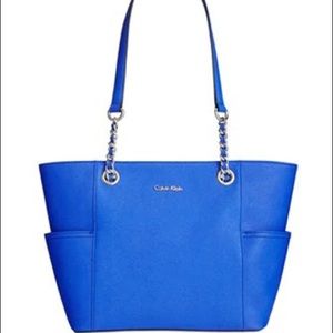 Royal Blue Calvin Klein Hayden Saffiano Large Tote